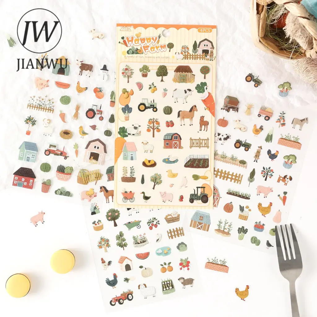 JIANWU A Fleeting Pleasure Series Cute Life Landscape Material Collage Scrapbooking PET Sticker Creative DIY Journal Stationery
