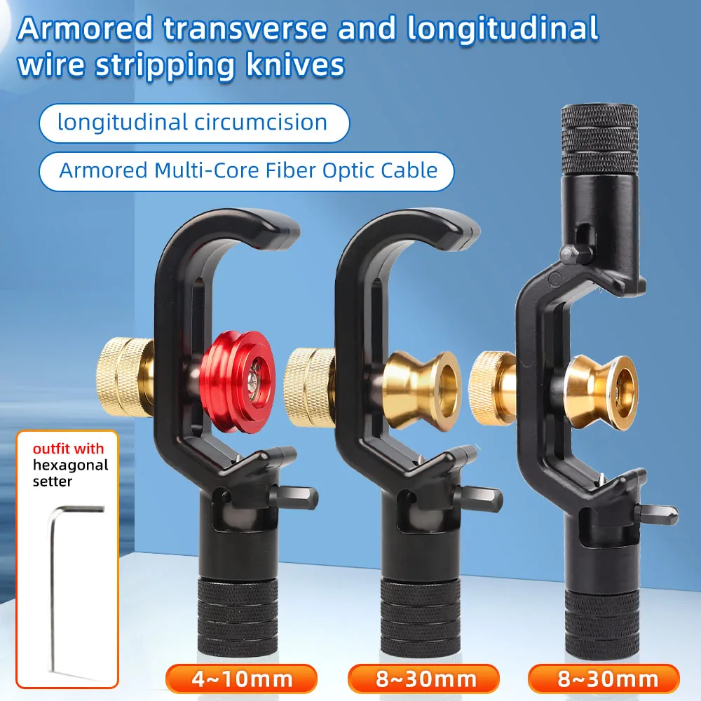 SAIXIAN Armored Wire Stripper 4-10mm & 8-28mm Optical Cable Slitter Fiber Optic Stripping Tool Jacket Slitter Sheath Cutter