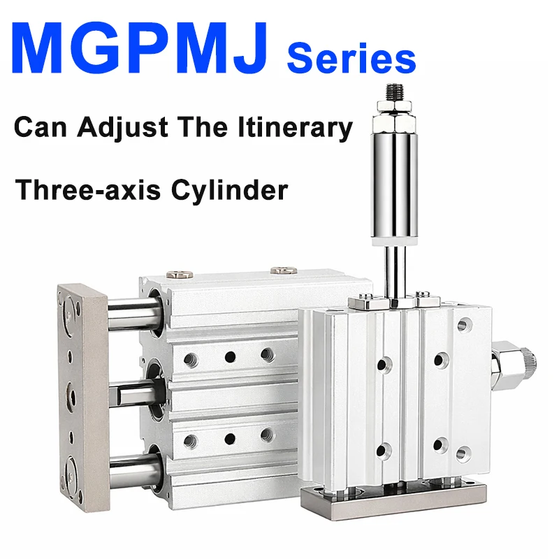 MGPMJ Series Three Axis Three Rod Pneumatic Cylinder MGPMJ12/16/20/25-20/30/50/100/150/200-50Z Multi Directional Fixation