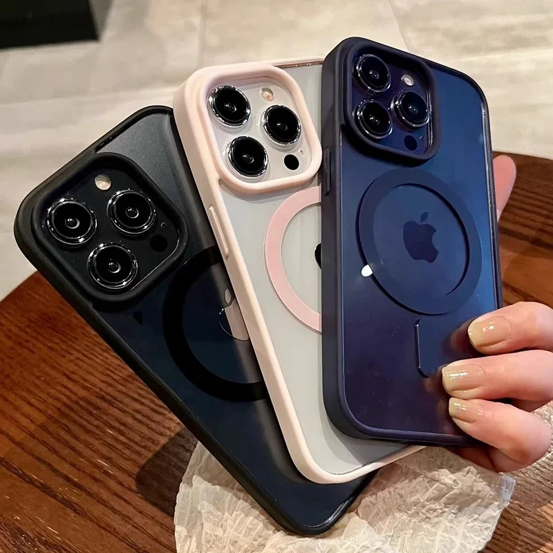 Luxury Magsafe Transparent Phone Case For iPhone 15 14 13 12 11 16 Pro Max Plus Mini Magnetic Wireless Charge Clear Cases Cover