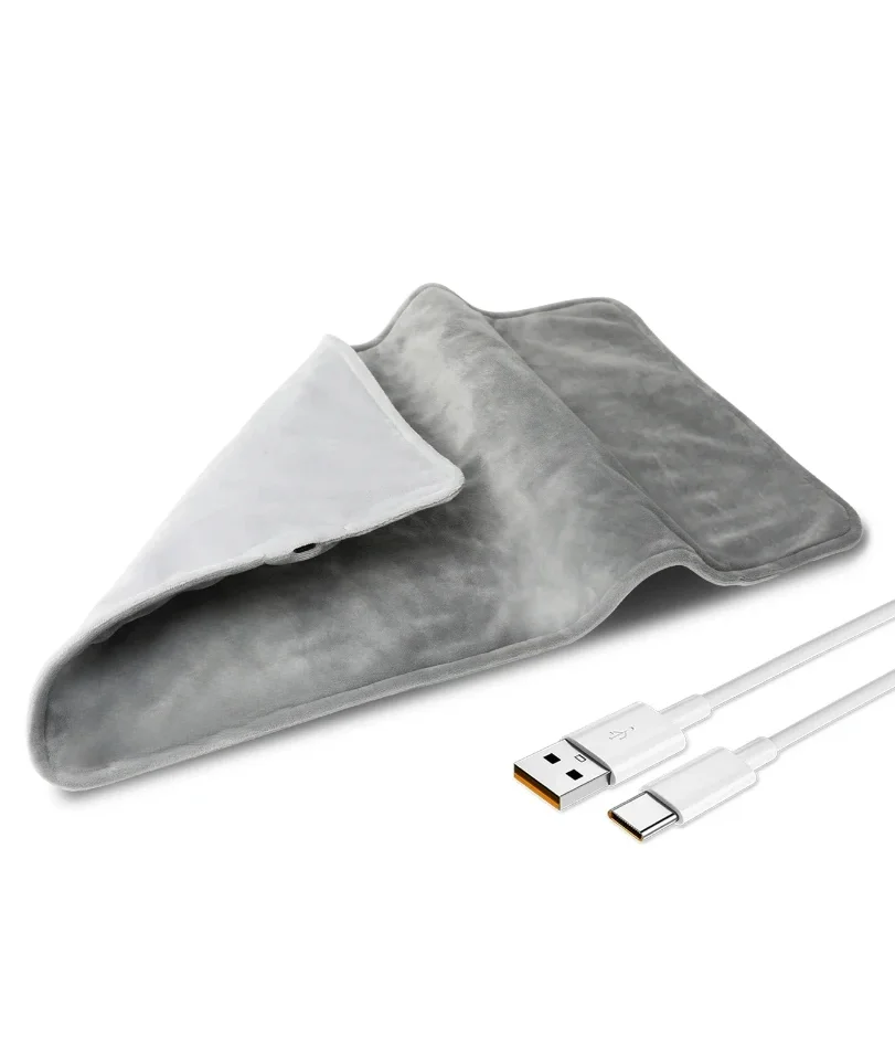 USB 5V Electric Heating Pad for Cramps & Back Pain Relief,Heat Pad with 59 INCH Cable,Mini Heated Blanket,19.6*11.8 INCH,Grey