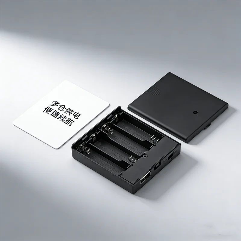 4xAA Battery Holder with USB Socket&Switch Converts to 5V DC Power Bank Portable Power Box for Small Devices, No LED Light, 1Pcs