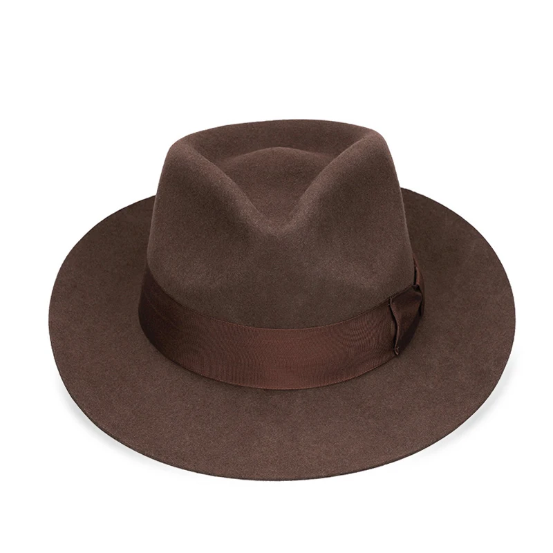 New British 100% Wool Felt Hat Men Fedora Big Size Raw Edge Brim Satin Lined Gangster Hat Premium Quality