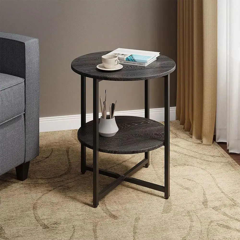 Voltsify 2 Tier Small Round Coffee Table for Bedroom Living Room