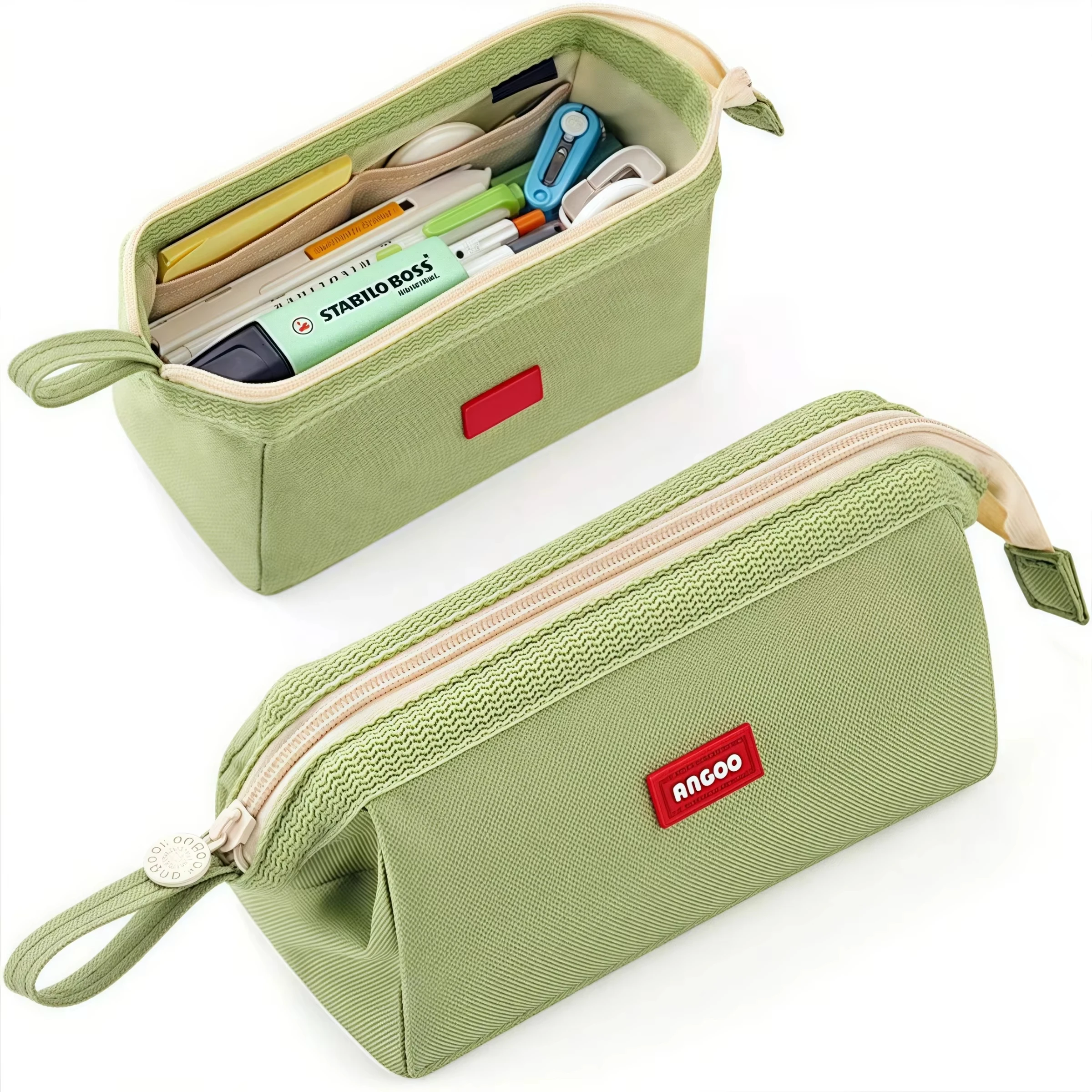 Large Capacity Pencil Case With Pen Holder Label Minimalist Student Stationery Storage Creative Stationery Storage Bag