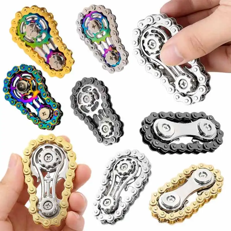 Multiple Gameplay Metal Fidget Spinner Toys Stress Relieving Bicycle Chains Tooth Flywheel Mechanical Deformation Fingertip Toys