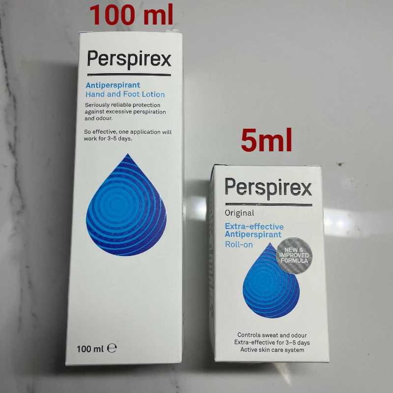 Original Perspirex 100ml and 5ml, Antiperspirant Lotion for Excessive Sweating on Hands & Feet, Made in Denmark