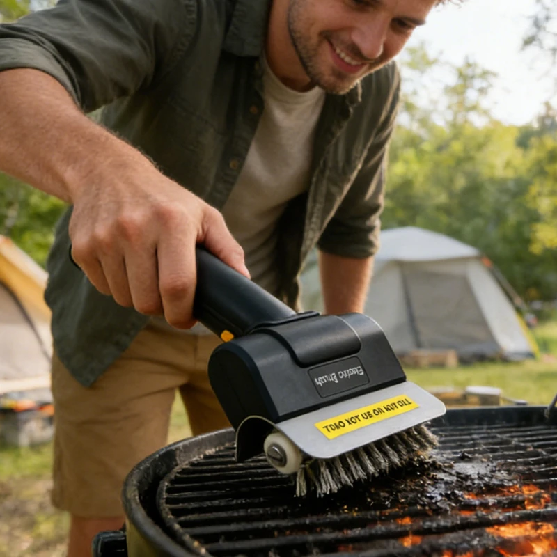 Electric Portable Cleaning Brush Rechargeable Outdoor Barbecue Grill Handheld Roller Brush Convenient Cleaning Appliances