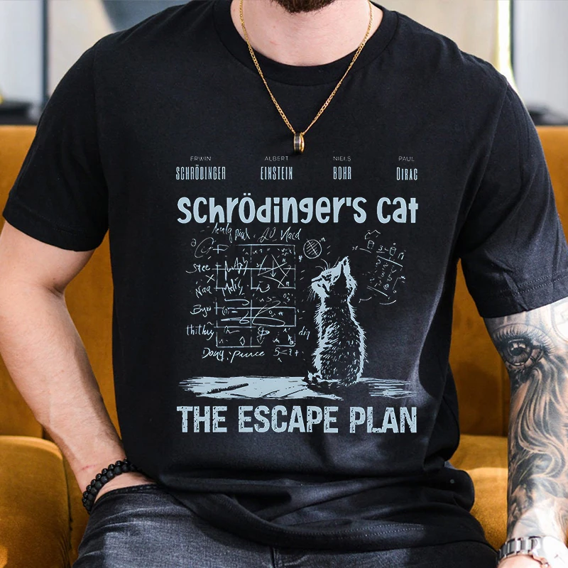 T Shirt for Men Clothing Fashion Cat The Escape Plan Geeky Printed T Shirts Harajuku Short Sleeve Tee Casual Men's Clothing