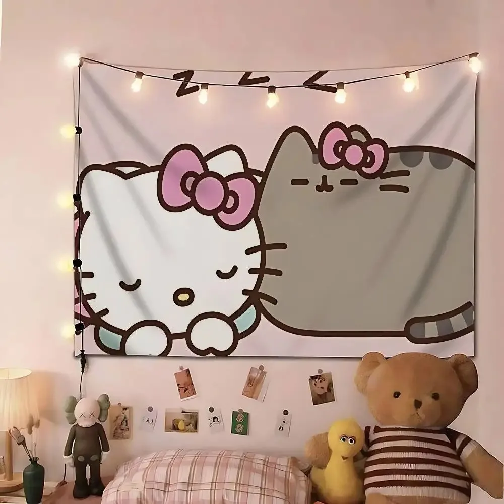 1Pc Cute Kawaii Hello Kitty Tapestry - Decorative Wall Hanging for Bedroom Living Room Home Decor
