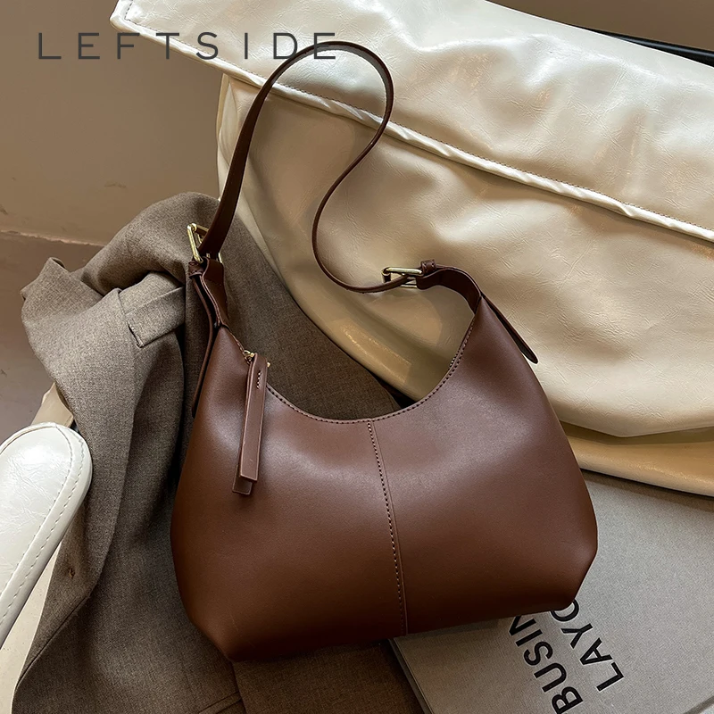 LEFTSIDE Small PU Leather Crossbody Bags for Women 2025 New Trend Retro Underarm Shoulder Bag Ladies Retro Handbags and Purses