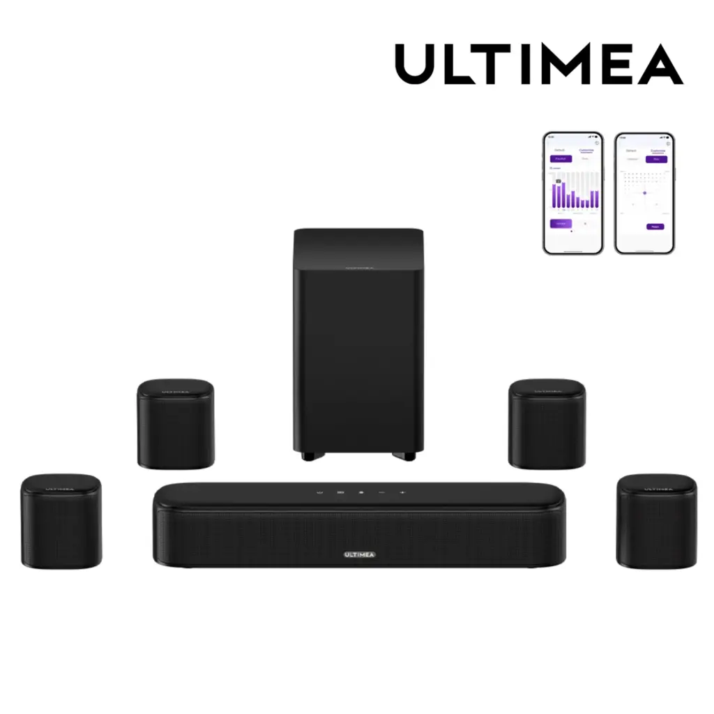 ULTIMEA 7.1 Channel Sound Bar System for TV with 4 Surround Speakers, App Controlled Virtual Surround Sound, Home Theater Audio