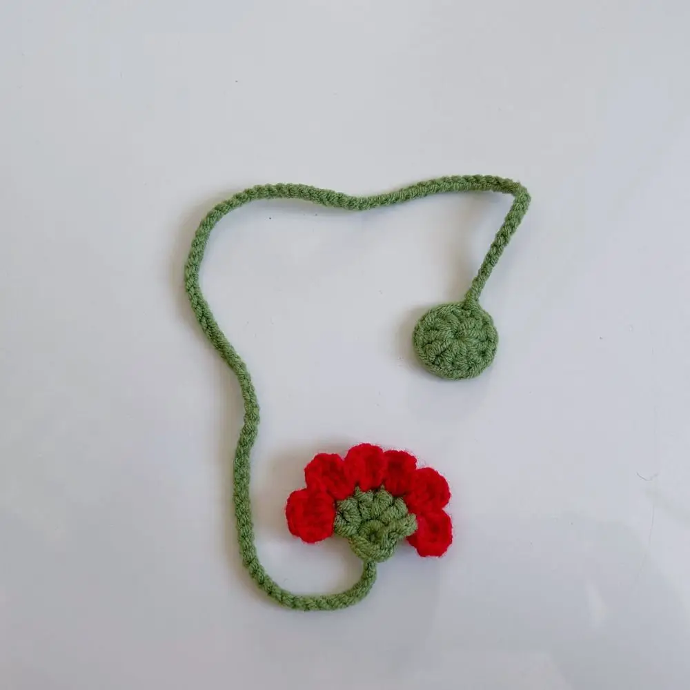 Creative Handmade Knitted Bookmark Unique Belt Floral Pendants Page Marker Daisy Flower Crochet Book Marker Perfect Gift