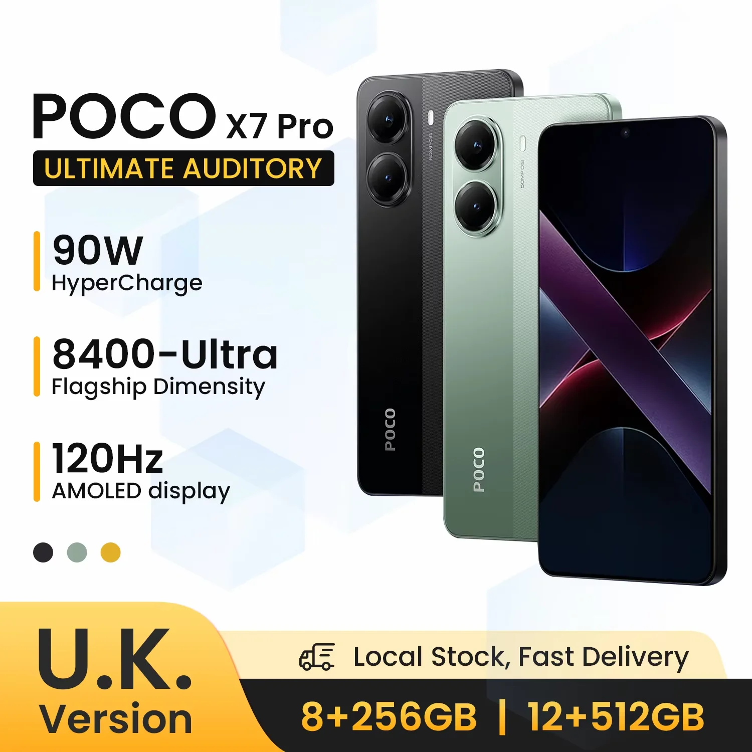 UK Version POCO X7 Pro Smartphone Dimensity Display Powered by Flagship Dimensity 8400-Ultra 6000mAh Battery 90W IP68 NFC