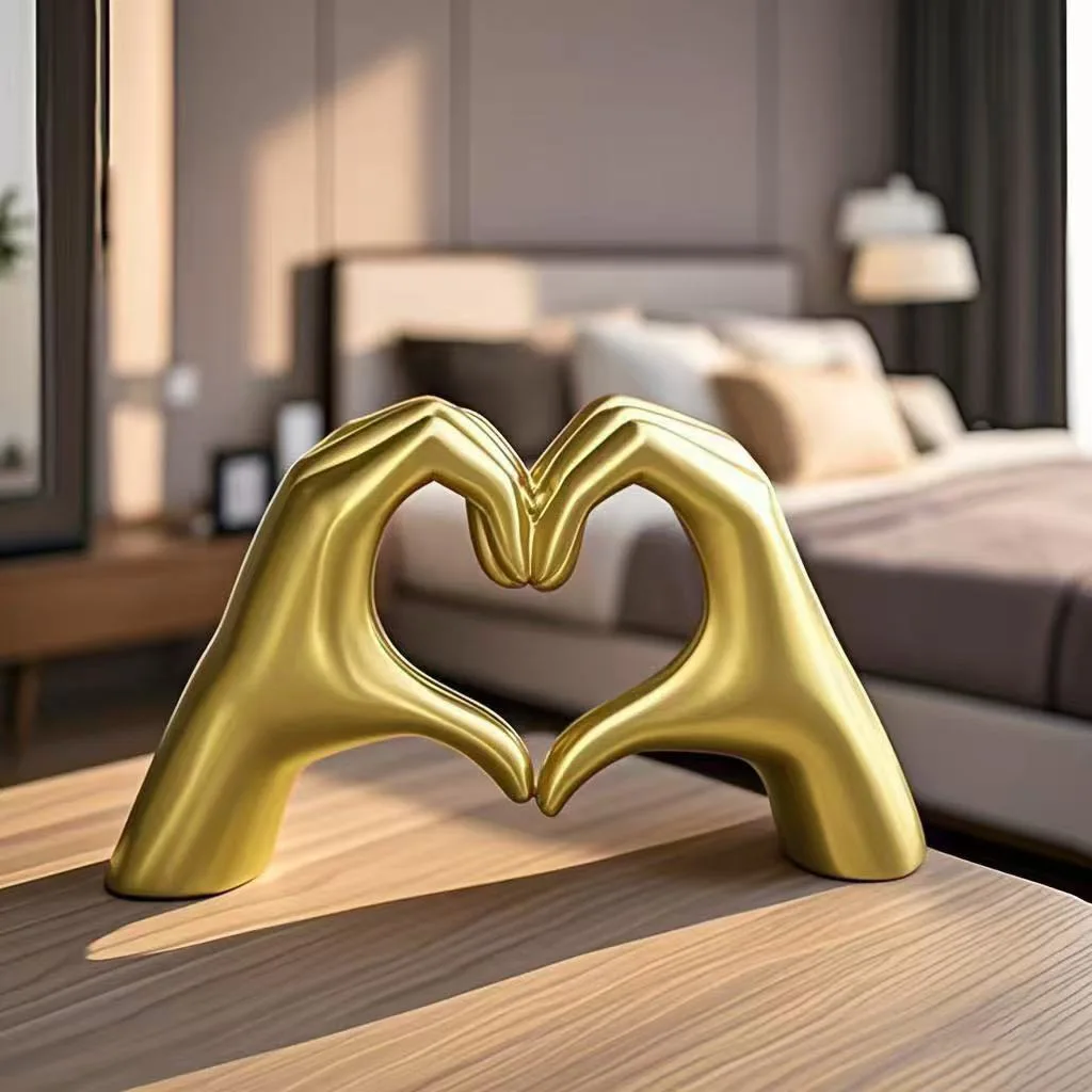 Resin Love Gesture Statues Sculptures Desktop Ornament Sculpture Figurines Nordic Light Luxury Art Crafts Office Home Decoration