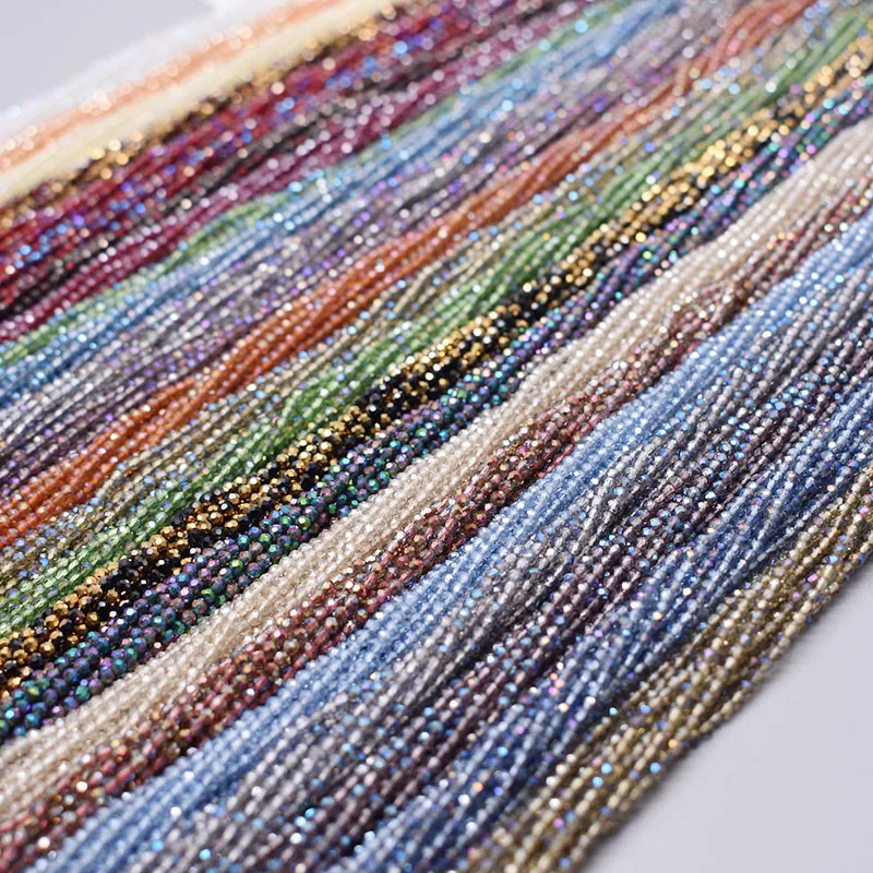 25 Color 2mm 198pcs Small Glass Beads Charm Faceted Glass Loose Spacer Beads For Jewelry Making DIY Fashion Accessories