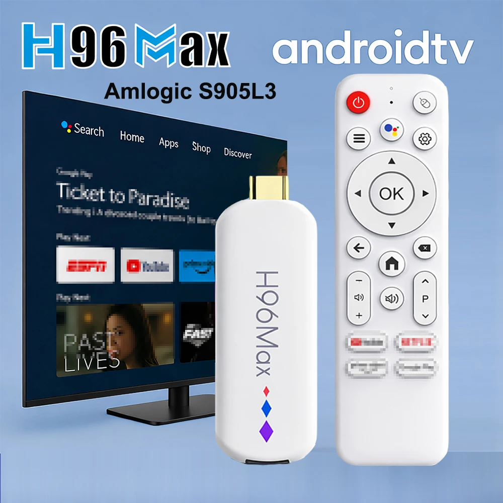 H96 Max M20 Amlogic S905L3 Android TV Stick Quad Core 4K Video 2T2R WiFi with Voice Assistant Remote