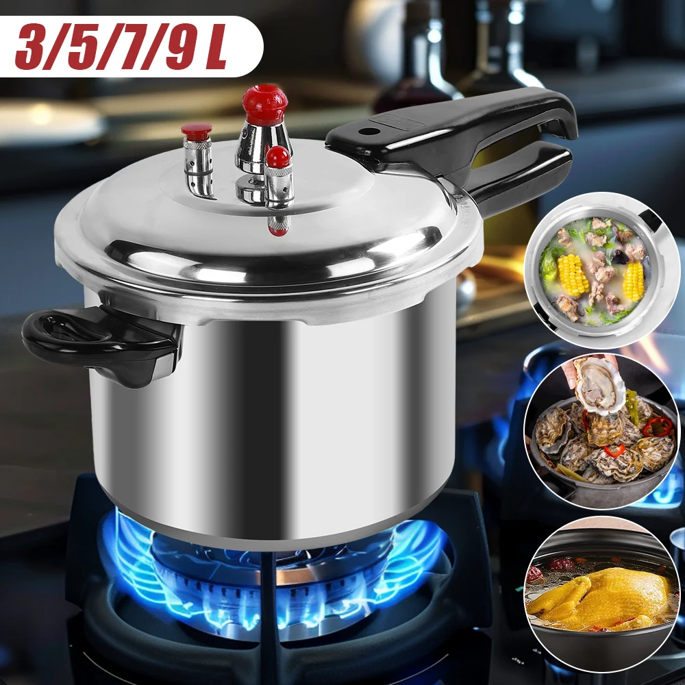 3/5/7/9 Litre Home Dual Handle aluminum Pressure Cooker Kitchen Catering Cookware UK