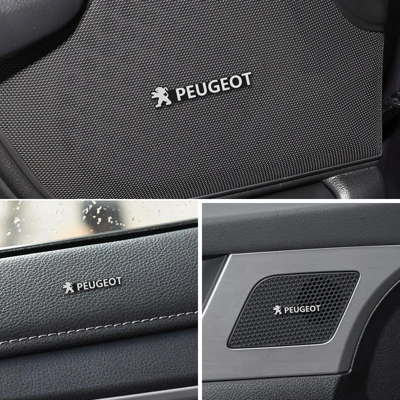 For Peugeot 208 3008 308 2008 207 107 508 607 106 406 407 307 206 301 4008 Metal Car Audio Decoration Sticker Auto Badge Decal