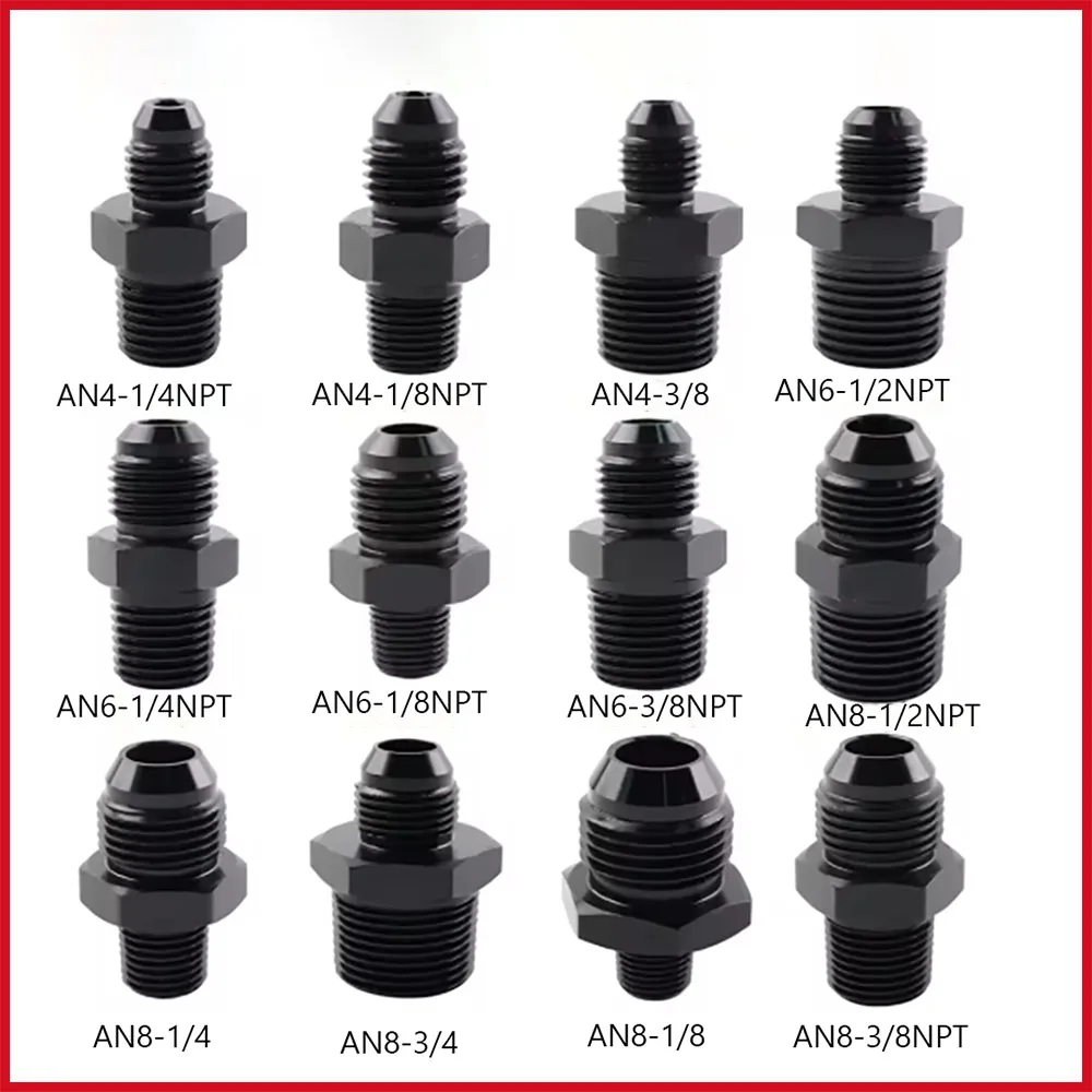 AN3 AN4 AN6 AN8 AN10 AN12 To 1/8 1/4 3/8 1/2 3/4 NPT Oil-cooled Adapter Universal Straight Fuel Hose Adapter Pipe Thread Fitting