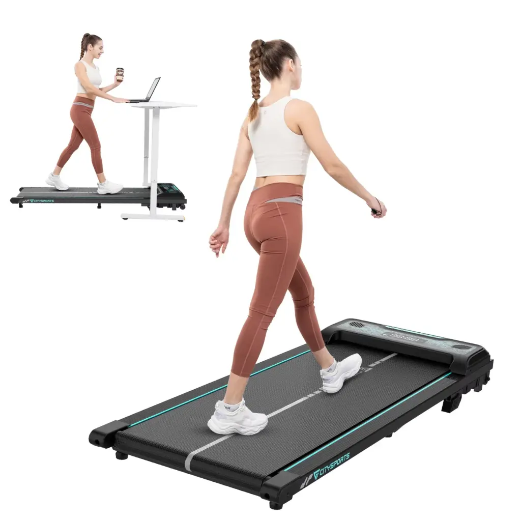 CITYSPORTS PRO Walking Pad Treadmill, Compact Treadmill with 10% Incline, Bluetooth, 1-6km/h, 120kg, Remote Control
