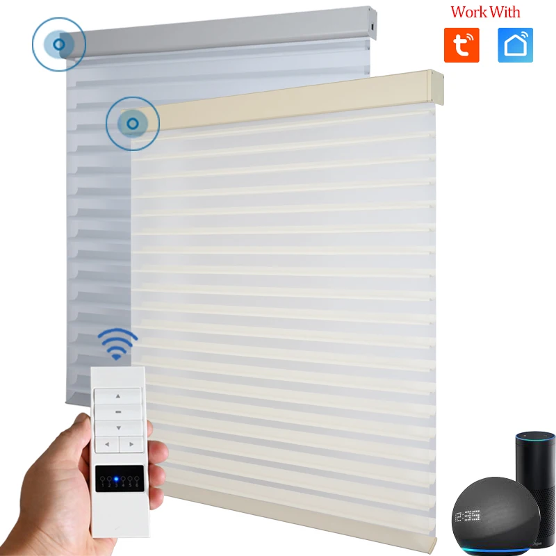 SmartMatters Electric Shangrila Blinds Smart Zigbee Blackout Zebra Shades for Windows and Doors Wifi Tuya Alexa Google Assistant