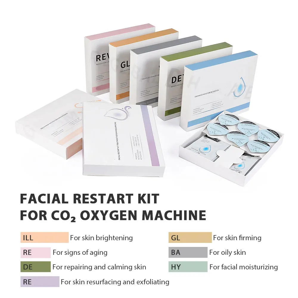 Facial SPA CO2 Bubble Oxygen Beauty Machine CO2 Pods Serum Gel Skin Care Hydration CO2 Oxygen Pods Exfoliator Kits