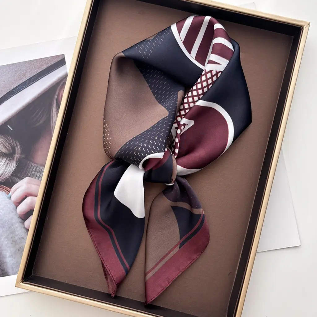 Luxury Square Scarf For Women Elegant Ladies Hijab Neckerchief Soft Stain Imitation Silk Scarves Fashion Shawl For Travel