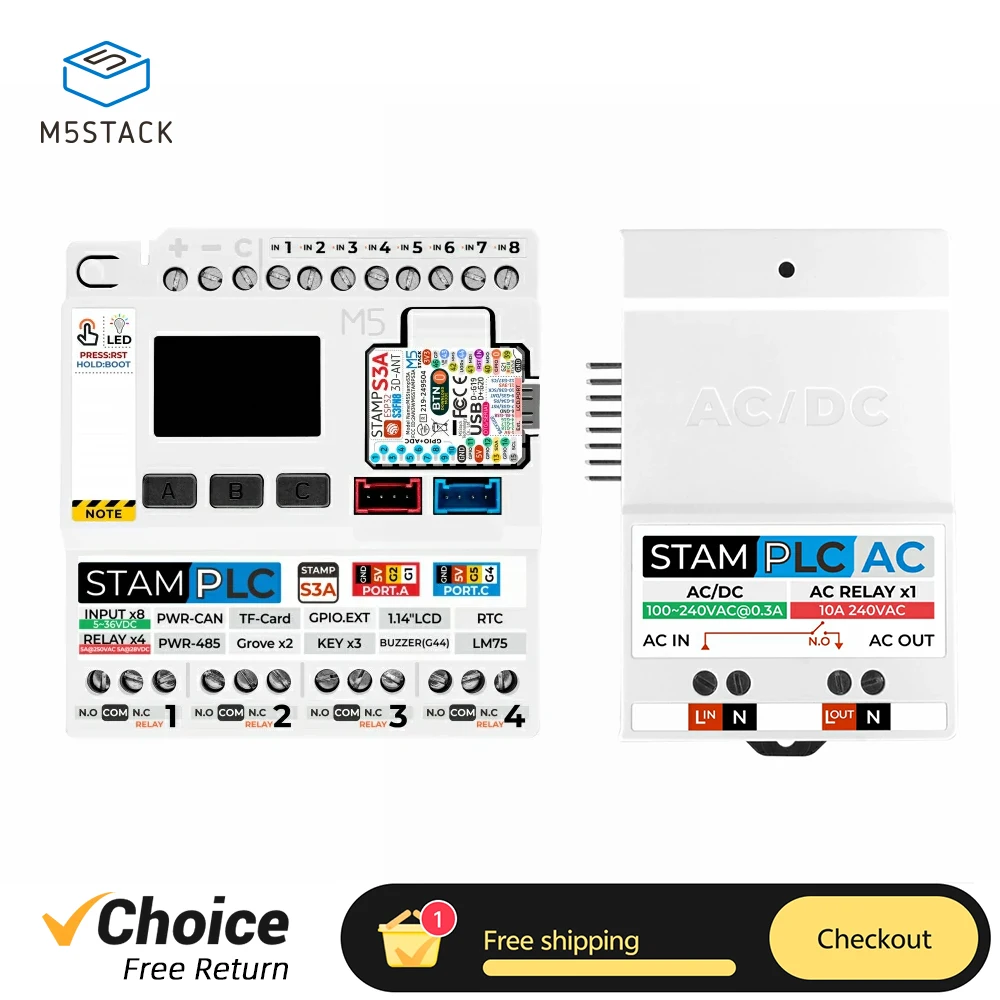 M5Stack StamPLC IoT Programmable Logic Controller StampS3A Development Board for Industrial Automation and Remote Control