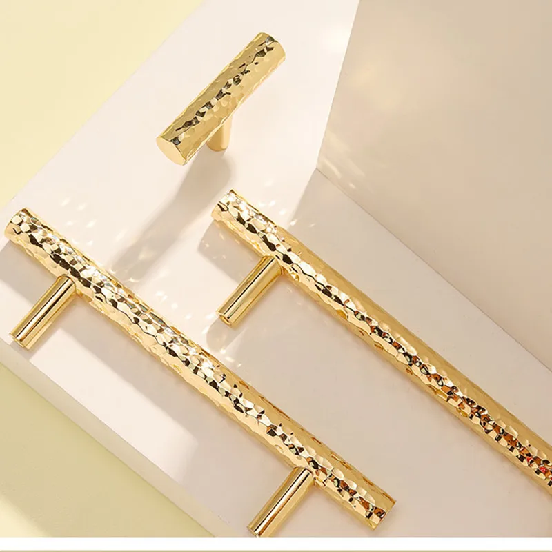 Brass Handle, Hammer Pattern, Gold Light Luxury Furniture, Hardware, Cabinet, Drawer, Cabinet Door Handle, Solid Copper Handle