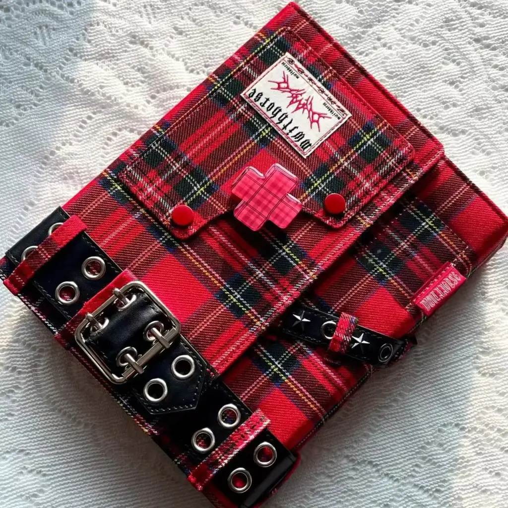 Checkered Denim Fabric A5 Photo Card Album Vintage Sweet & Cool Style Binder Idol Photocard Collect K-Pop Polaroid Storage