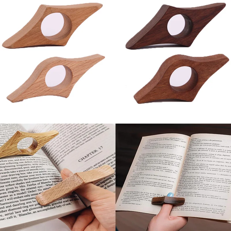 Wooden Thumb Bookmark Support Book Page Holder One Hand Reading Thumb Book for Book Lovers Fast DIY Reading Aid Tool SQr03