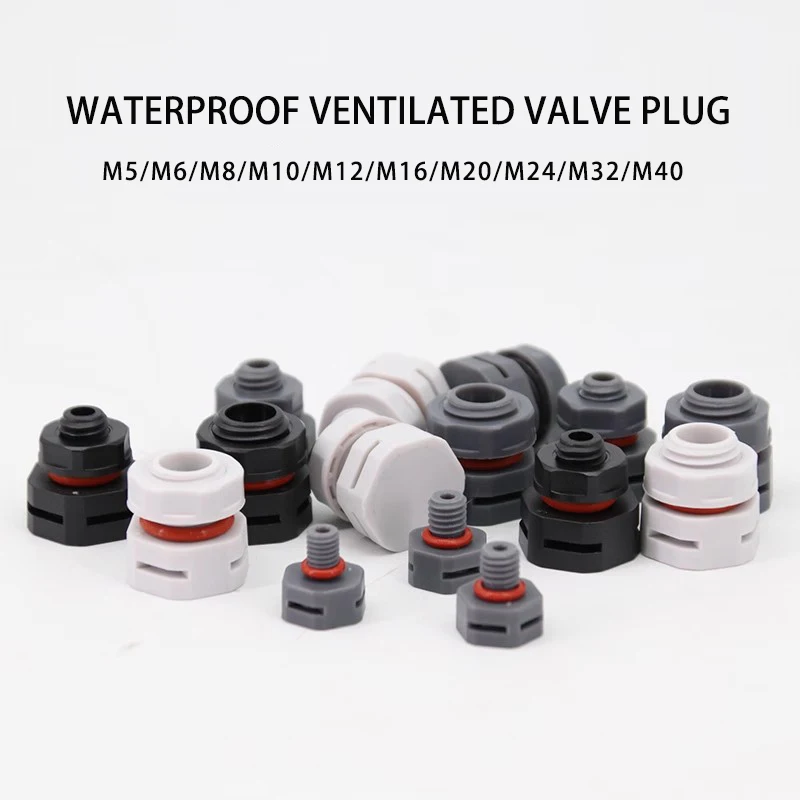 10PCS IP68 Waterproof Breathable Vent Plug Automatic Exhaust Breather Valve, Pressure Balance Nylon Screw Type M5 M6 M8M12M16M20