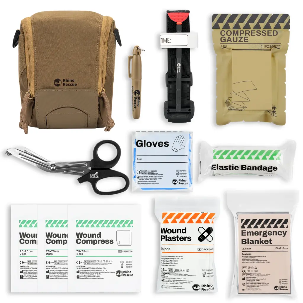 RHINO RESCUE MOLE IFAK Tactical Kit | Tourniquet, Compressed Gauze | MOLLE-Compatible for EMS, Survival & Range