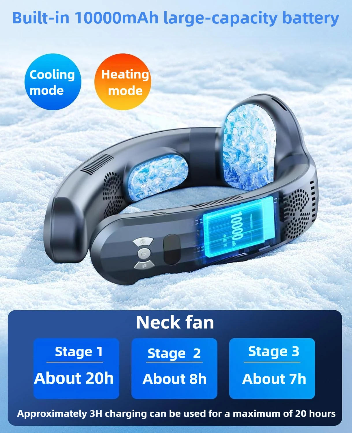 2025 New Semiconductor Refrigeration Neck Fan Intelligent Digital Display Cold And Hot Dual-purpose Bladeless Fan