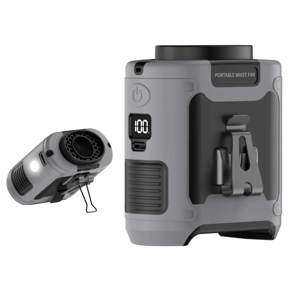 20000mAh Outdoor Portable Waist Fan Hanging Neck Fan Strong Wind Rechargeable Portable Fan for Outdoor Working Display Screen