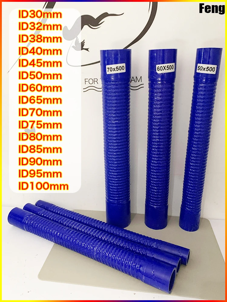 Blue Length 500mm Silicone Flexible Hose and 2Clamps ID30-1000mm Air Intake Pipe Radiator Tube High Pressure Temperature R
