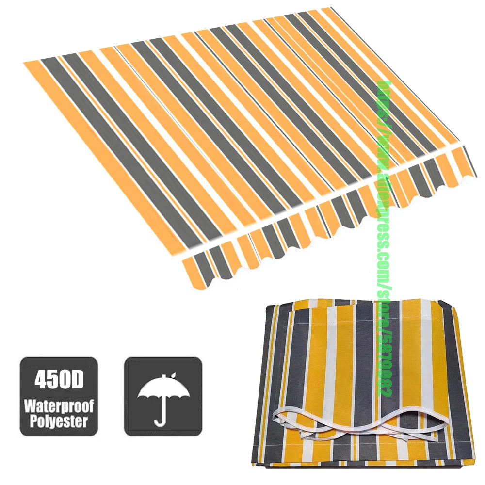 Tricolor Strips Telescopic Canopy Replacement Cloth Poly Fabric Outdoor Awning Waterproof Material Store Banner UV Block