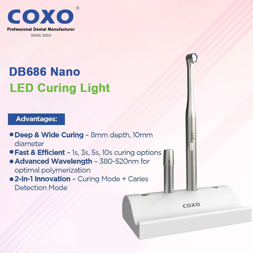 COXO DB686 Nano Dental Curing Light Cordless LED Curing Lamp with Dual Curing and Detection Modes Dental Curing Tool