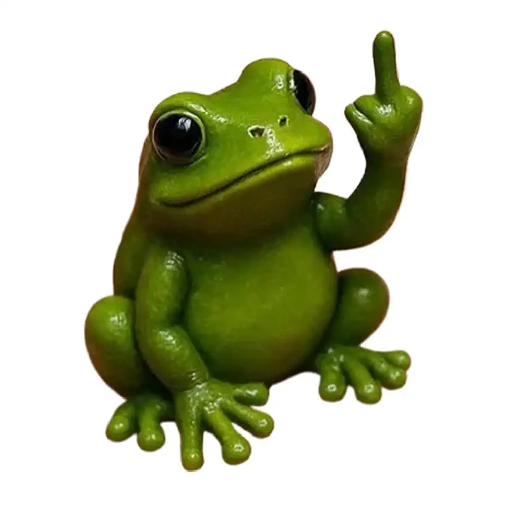 Middle Finger Animal Statue Frog Dog Cat Sculpture Novel Mini Animal Statue Interesting Decorative Ornaments Miniature Models