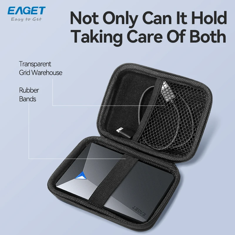 EAGET EB001 EVA Shockproof Hard Drive Case Portable Storage Bag for Power Bank USB Drive Compact Travel Organizer