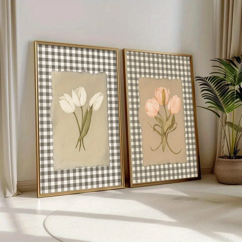 2pcs/set Bohemian Pastel Floral Canvas Print Poster Modern Minimalist Botanical Art Prints Bedroom Wall Art Home Decor Poster