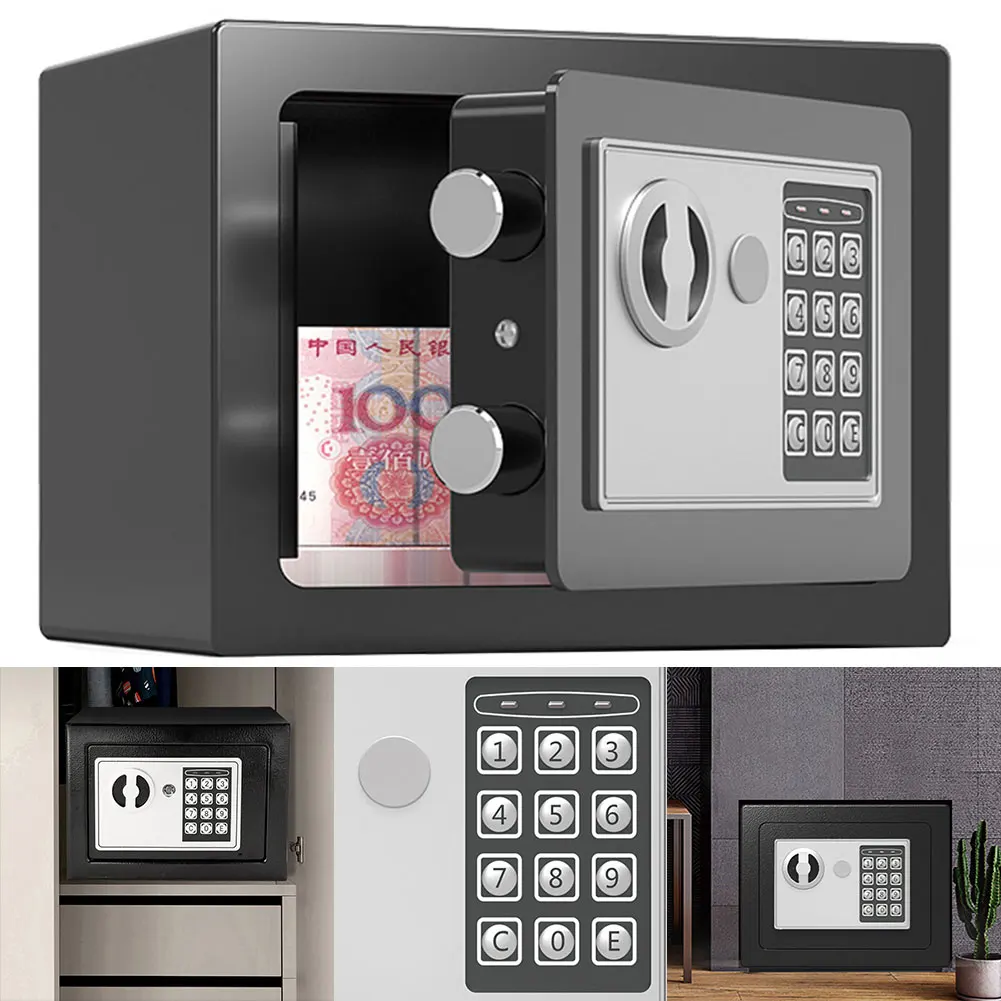 Small Safe Box with Keys Electronic Security Box Lockable Password Security Box Steel for Store Money Jewelry Document