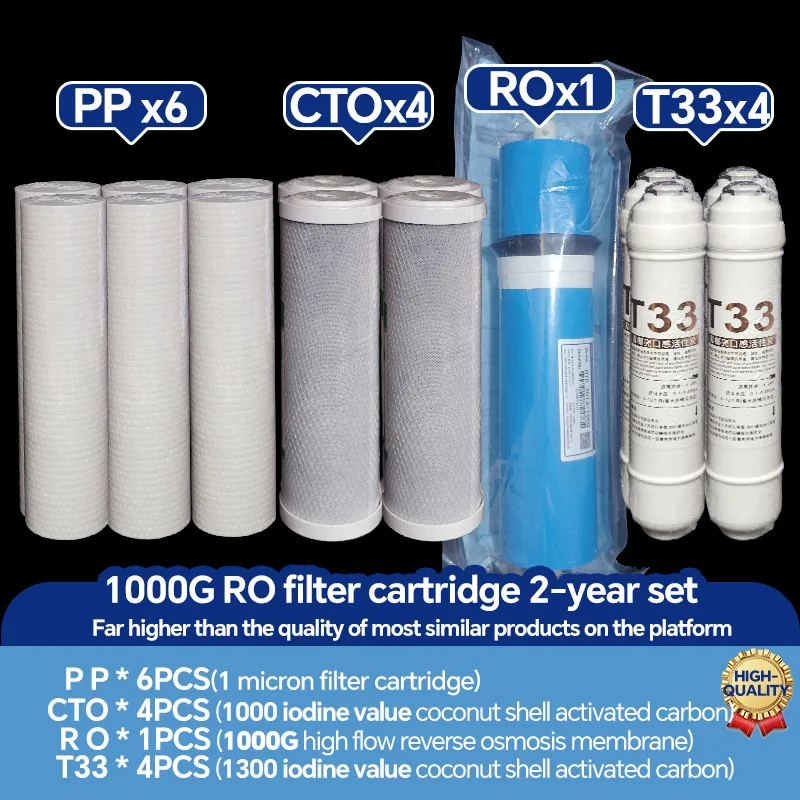 High flow 1000G RO water purifier filter cartridge 2-year set