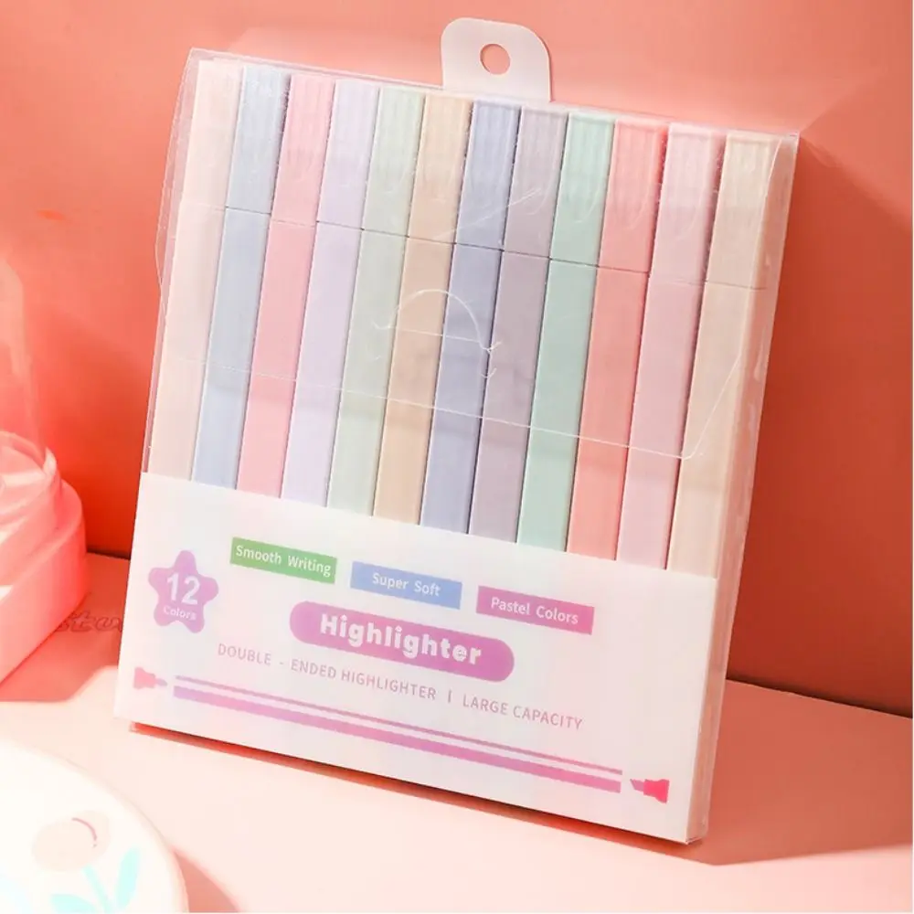 Single/Double Headed Highlighter Pens New Aesthetic Fluorescent Pastel Highlighters Stationary Supplies Colored Markers Pens