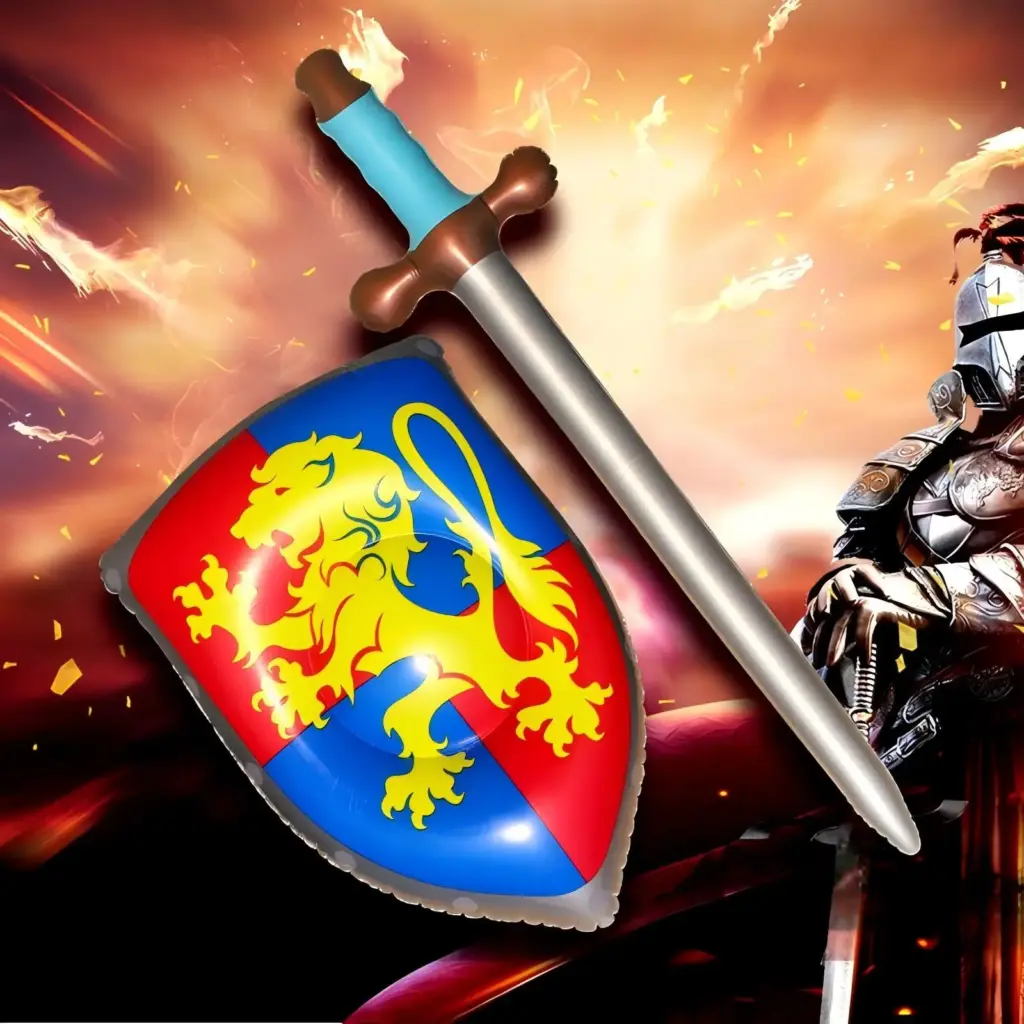 Inflatable Sword and Shield Knight Party Favors Set Blow up Medieval Sword Shield for Prince Party Favors Decorations