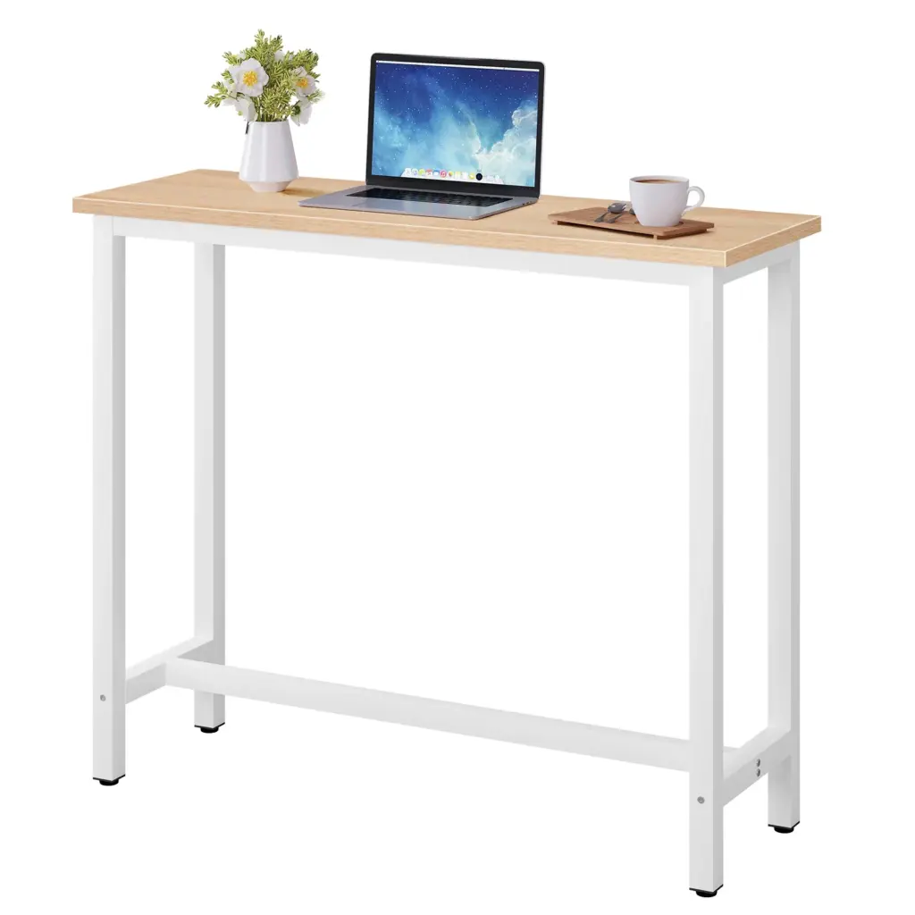 WOLTU Counter Bar Table 120x40x100cm Coffee Breakfast Dining Kitchen Table Metal Legs with Footrest for Dining Room Living Room