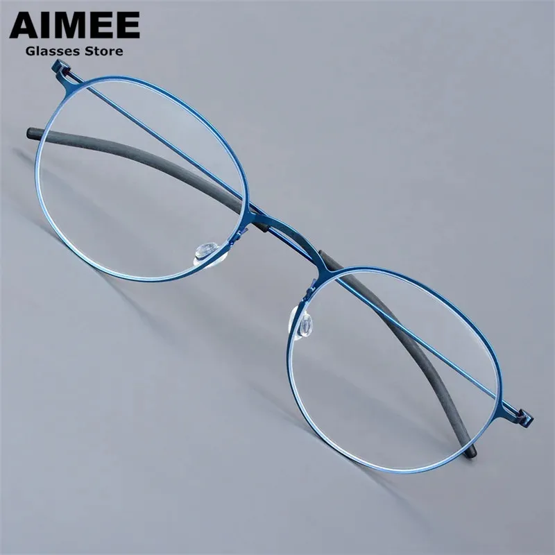 Denmark Brand Titanium Ultralight Glasses Frame Men Women Round Screwless Eyeglasses Korean High Quality Designer Eyewear Gafas