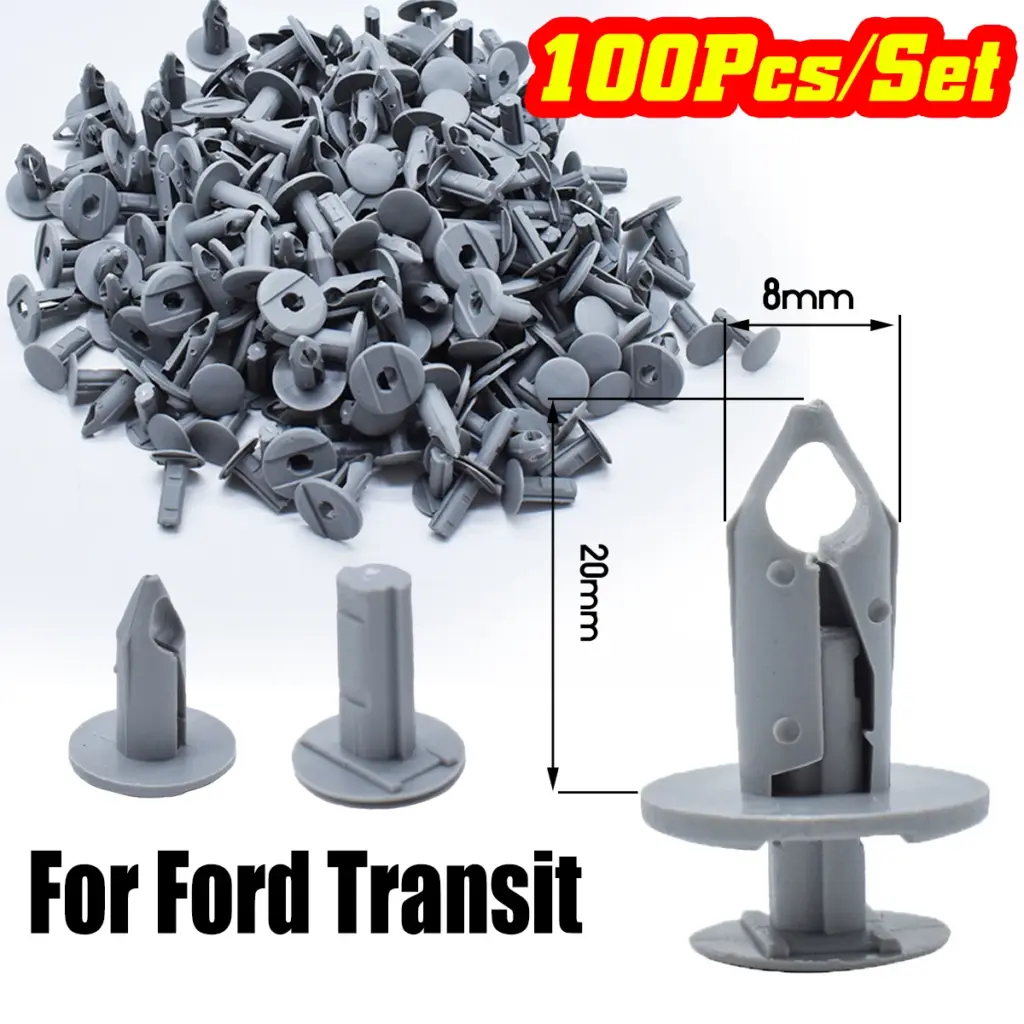 100PC For VW Transporter T4 T5 T6 Longer Long Trim Panel Clips Grey Carpet Lining Plastic Retainer Rivets Auto Bumper Fasteners