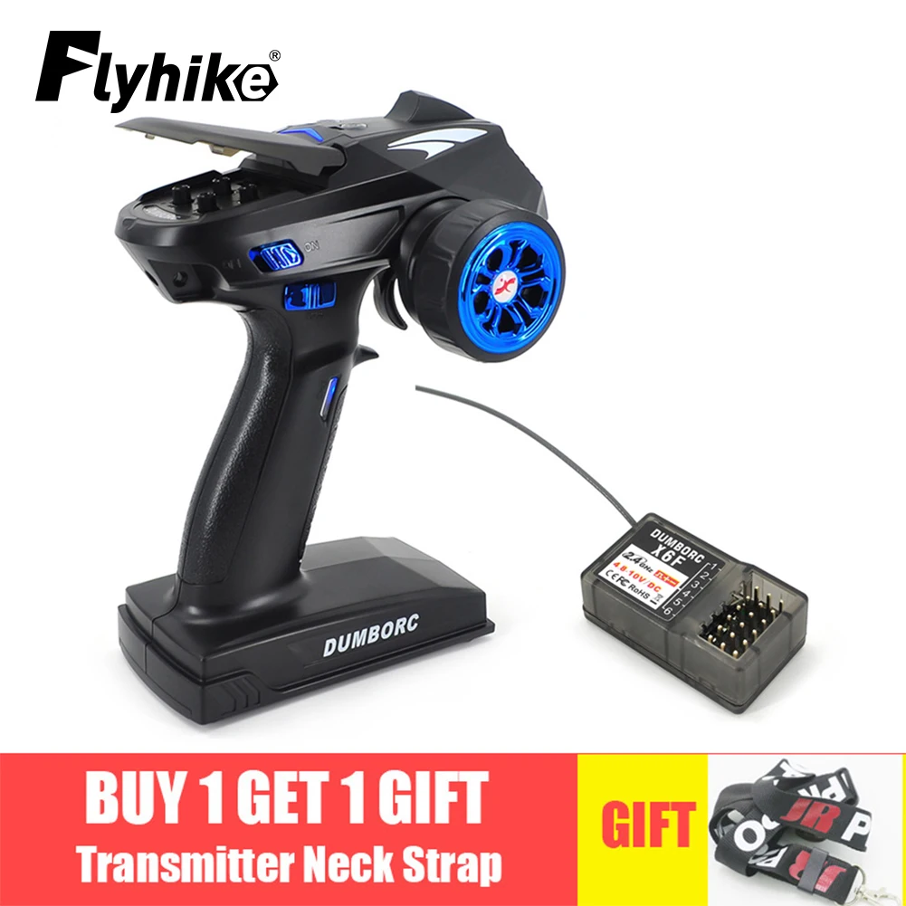 DumboRC X6 X4 X6P 2.4G 6CH Transmitter w/ X6FG Gyro X6F Receiver Remote control for 1/10 1/8 Crawler Axial SCX10 D90 RC Car Boat